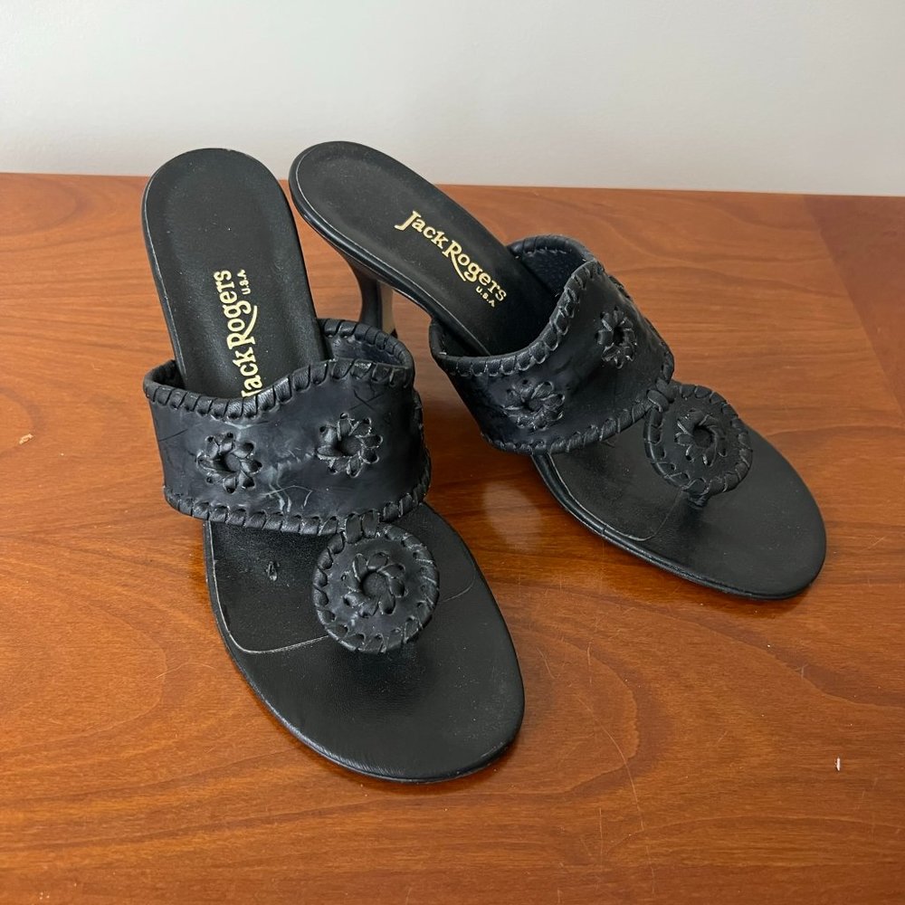 Jack Rogers Classic Black Open Back Sandals Size US 7M